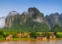 The picturesque mountain region of Vang Vien in Laos