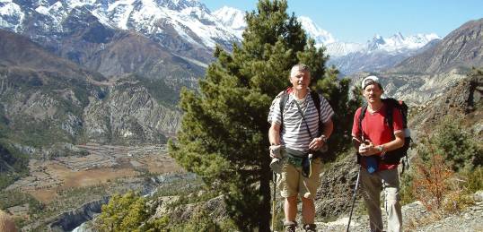 A hiker and a guide on the Lord Curzon Trail