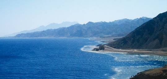 The Dahab coastline on the Red Sea in Egypt