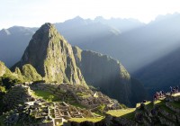 The Inca ruins of Machu Picchu at sunrise