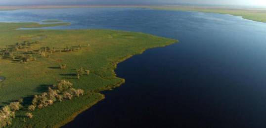An aerial shot of Gorongosa National Park on the stunning Mozambique coast