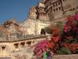 People outside the Meheranga Fort in Jodhpur