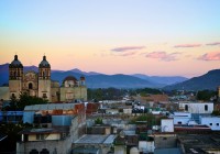 The Mexican city of Oaxaca at sunset