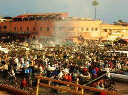 The bustling square of Djemma el Fna in Marrakech