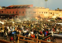 The bustling square of Djemma el Fna in Marrakech