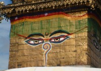 A close up of Bodhnath Buddist Stupa in Kathmandu