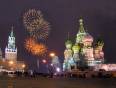 Fireworks on New Years Eve in Red Square over St Basils Cathedral