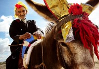 A Moroccan oil seller on his donkey