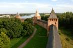 The fortress walls and Volkhov River in UNESCO-listed Novgorod