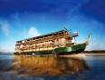 A boat cruising along the Amazon