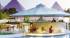 The swimming pool and pool bar, overlooking the pyramids, at the Le Meridien Pyramids hotel in Cairo