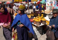 Locals in Equador at a fruit market