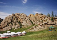 traditional Mongolian Gers in Terelj National Park near Ulaan Baatar