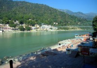 The riverside Ghats and Ram Jhula Bridge - Rishkesh. Photo courtesy of Ajay Tallam