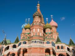 The beautifully coloured St Basil's Cathedral in Moscow