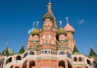 The beautifully coloured St Basil's Cathedral in Moscow