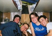An on the go group enjoying the overnight sleeper train in Russia