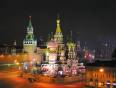 St Basil's Cathedral in Moscow's Red Square - brightly illuminated at night