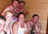 An on the go group enjoying a Russian sauna (banya)