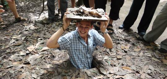 The rabbit warren like Cu Chi tunnels, refuge for guerilla fighters during the Vietnam War