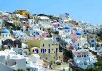 Sunset view on the picturesque Island of Santorini, Greece