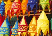 Brightly coloured lanterns in India