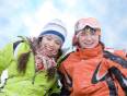 A happy couple of skiers