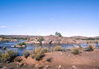 The Gariep River which forms a natural border between Namibia and South Africa