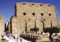 Entering Karnak Temple via the anenue of the Sphinx, Luxor Egypt