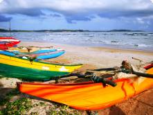Colouful fishing boats by the sea