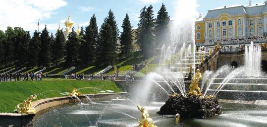 The fountains in the gardens of Peterhof Palace in St Petersburg