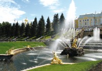 The fountains in the gardens of Peterhof Palace in St Petersburg