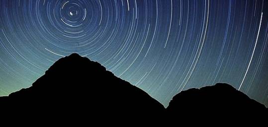 Stars over the Wadi Rum desert in Jordan. Photograph taken by Jason George