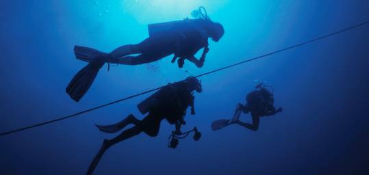 Divers in Lake Baikal - the worlds deepest lake