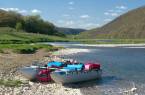 Catamaran rafting on the quiet rivers of the Ural Mountains