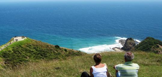 A couple enjoying a view of the sea in Morocco