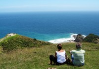 A couple enjoying a view of the sea in Morocco