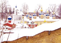The pechory monastery near Pskov in winter time