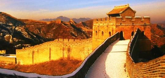The Great Wall of China at sunset