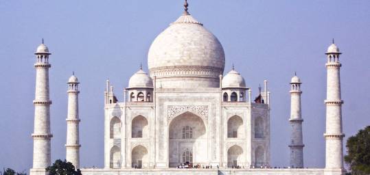 The beautiful white marble Taj Mahal in Agra