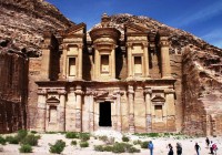The facade on the monastery in Petra is similar to that of the Treasury