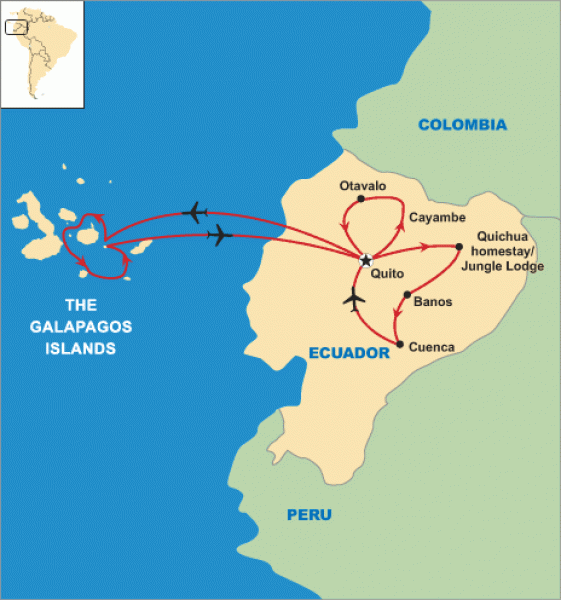 map of ecuador and the galapagos islands