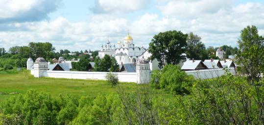 A gold domed kremlin monastery