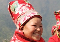A minortiy woamn of Sapa in traditional dress Vietnam