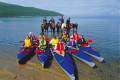 A group kayaking in Lake Baikal