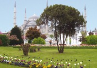 Fountains in front of the Blue Mosque in Istanbul