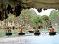 On The Go passengers in sampans on a Vietnam Tour