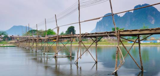 Spectacular Vang Vieng in Laos, famed for stunning mountain vistas and rice paddies