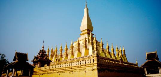 A temple in Vientiene, Laos' unassuming capital and the perfect start point to a Laos tour. 