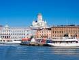Helsinki Port in Finland with Helsinki Cathedral in the background